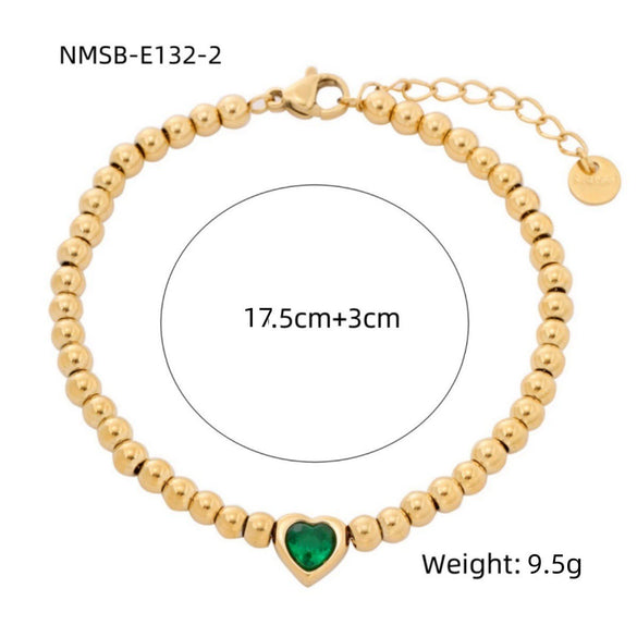 Wholesale Women's Titanium Steel Heart Shape Ins Style Electroplated Bracelet With Zircon And Non Fading Feature