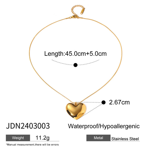 Wholesale Women's Titanium Steel Heart Shape Love Necklace With Snake Bone Chain And Electroplating Processing