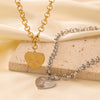 Wholesale Women's Titanium Steel Heart Shape Pendant O Word Chain Necklace With Electroplating
