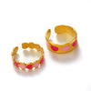 Wholesale Women's Titanium Steel Heart Shape Ring With Pink Drop Oil Love Pattern And Electroplating Process
