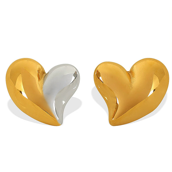 Wholesale Women's 316L Stainless Steel Heart Shaped Electroplated Fashion Allmatch Earrings