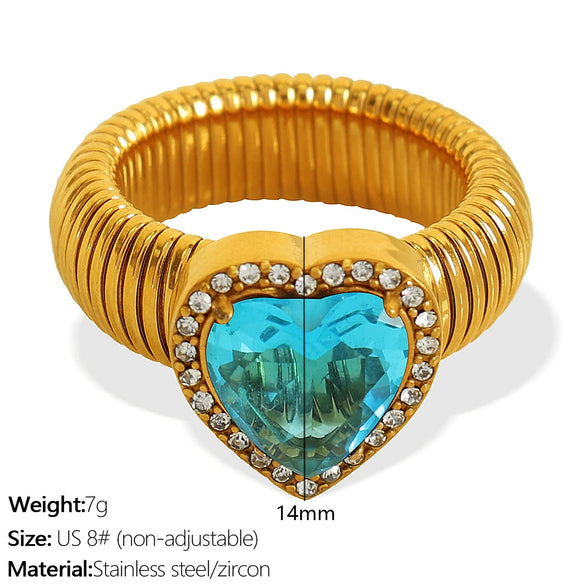 Wholesale Women's 316L Stainless Steel Heart Shaped Electroplated Fashion Luxury Ring