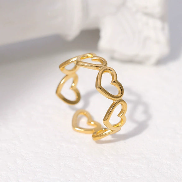 Wholesale Women's Titanium Steel Heartd Open Ring With Electroplating Simple Niche Cold Wind Style