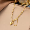 Wholesale Women's Titanium Steel Heartshaped Geometric Real Gold Plated Cross Chain Necklace Jewelry Set