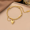 Wholesale Women's Titanium Steel Heartshaped Geometric Real Gold Plated Cross Chain Necklace Jewelry Set