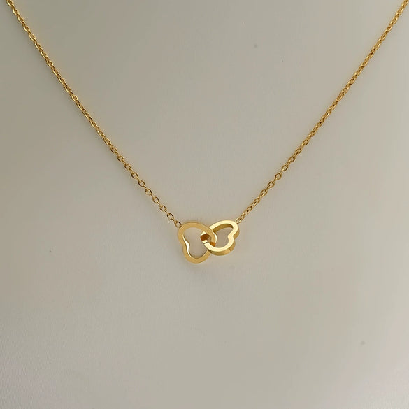 Wholesale Women's Titanium Steel Heartshaped Geometric Real Gold Plated Pendant Necklace