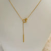 Wholesale Women's Titanium Steel Heartshaped Geometric Real Gold Plated Pendant Necklace