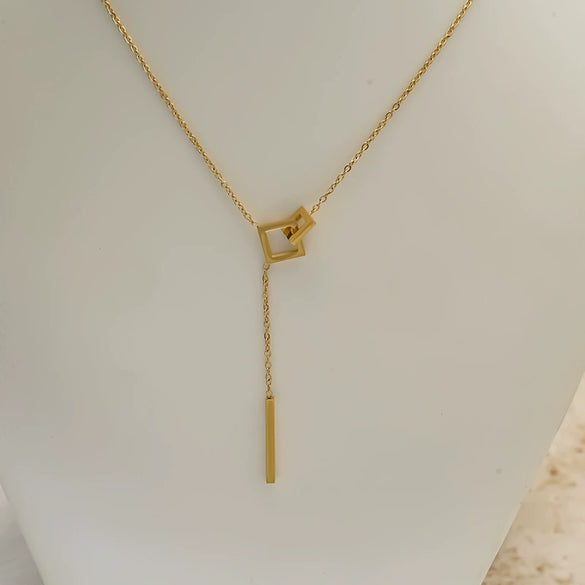 Wholesale Women's Titanium Steel Heartshaped Geometric Real Gold Plated Pendant Necklace