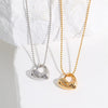 Wholesale Women's Titanium Steel Heartshaped Hollow Pendant Necklace With Electroplating