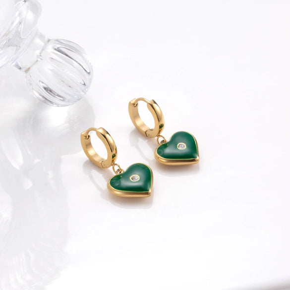 Wholesale Women's Titanium Steel Heartshaped Light Luxury Threedimensional Earrings With Electroplating Treatment