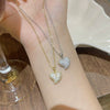 Wholesale Women's Titanium Steel Heartshaped Microinlaid Necklace With Mixed Gemstone Pendant And Geometric Pattern