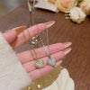 Wholesale Women's Titanium Steel Heartshaped Microinlaid Necklace With Mixed Gemstone Pendant And Geometric Pattern