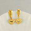 Wholesale Women's Titanium Steel Heartshaped Retro Fashion Earrings With Gold Electroplating