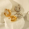 Wholesale Women's Titanium Steel Hollow Earrings Geometric Style 18K Gold Electroplated