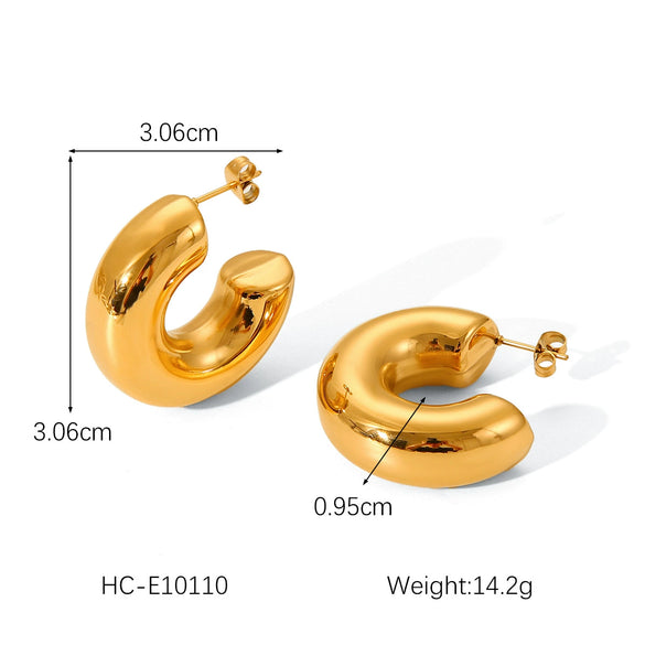 Wholesale Women's Titanium Steel Hollow Earrings Geometric Style 18K Gold Electroplated