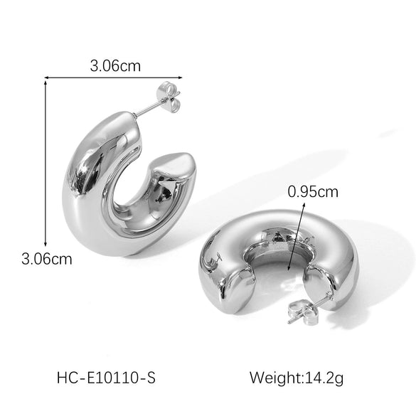 Wholesale Women's Titanium Steel Hollow Earrings Geometric Style 18K Gold Electroplated