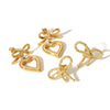 Wholesale Women's Titanium Steel Hollow Heart And Bow Earrings With Electroplating Treatment High Sense Style