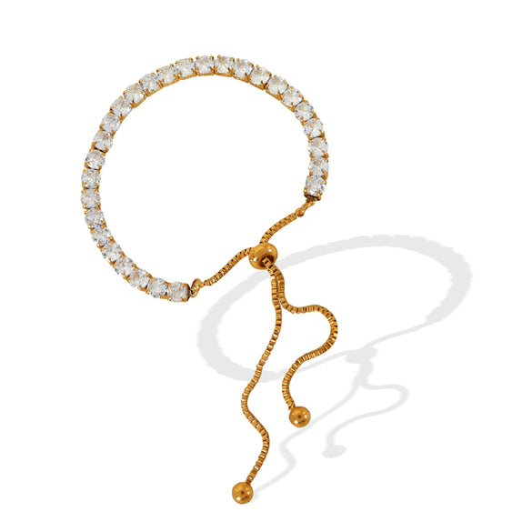 Wholesale Women's 316L Stainless Steel Inlaid Zircon Dropshaped Light Luxury Style Bracelet