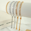 Wholesale Women's 316L Stainless Steel Inlaid Zircon Dropshaped Light Luxury Style Bracelet