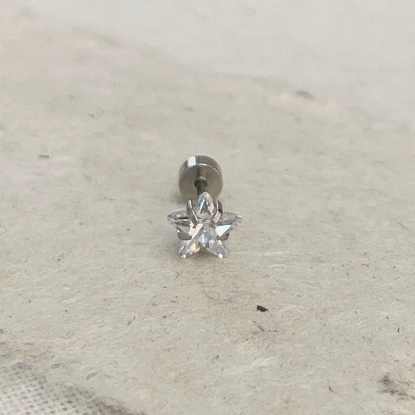 Wholesale Women's Titanium Steel Inlaid Zircon Fivepointed Star Ear Nail