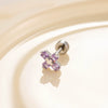 Wholesale Women's Titanium Steel Inlaid Zircon Square Cross Cochlear Ear Bone Nail Princess Style