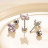 Wholesale Women's Titanium Steel Inlaid Zircon Square Cross Cochlear Ear Bone Nail Princess Style