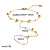 Wholesale Women's Titanium Steel Ins Style Geometric Pattern Rice Bead Chain 18K Gold Plated Bracelet