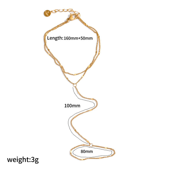 Wholesale Women's Titanium Steel Ins Style Geometric Pattern Rice Bead Chain 18K Gold Plated Bracelet