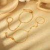 Wholesale Women's Titanium Steel Ins Style Geometric Pattern Rice Bead Chain 18K Gold Plated Bracelet