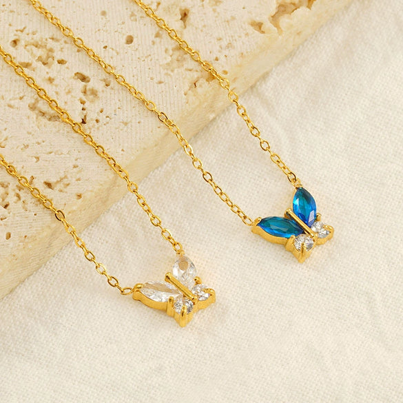 Wholesale Women's Titanium Steel Insect Butterfly Shape Electroplating Fashion Necklace