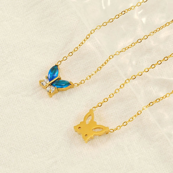 Wholesale Women's Titanium Steel Insect Butterfly Shape Electroplating Fashion Necklace