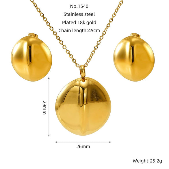 Wholesale Women's Titanium Steel Jewelry Set With Geometric Square Round Love Irregular Pattern Electroplated Earrings And Necklace