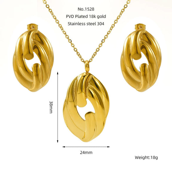 Wholesale Women's Titanium Steel Jewelry Set With Geometric Square Round Love Irregular Pattern Electroplated Earrings And Necklace