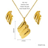Wholesale Women's Titanium Steel Jewelry Set With Geometric Square Round Love Irregular Pattern Electroplated Earrings And Necklace