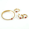Wholesale Women's Titanium Steel Jewelry Set With Multicolored Zircon And Geometric Pattern Bracelet Earrings