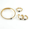 Wholesale Women's Titanium Steel Jewelry Set With Multicolored Zircon And Geometric Pattern Bracelet Earrings