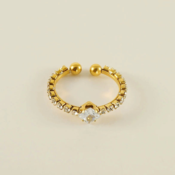Wholesale Women's Titanium Steel Jewelry Set With Multicolored Zircon And Geometric Pattern Bracelet Earrings