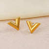 Wholesale Women's Titanium Steel Jewelry Set With V Shaped Cross Chain Letter Design And Electroplating Treatment