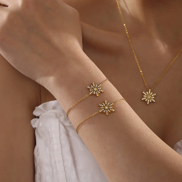 Wholesale Women's 316L Stainless Steel Jewelry With Geometric Snowflake Pattern And Pvd Plating For Christmas
