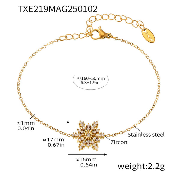 Wholesale Women's 316L Stainless Steel Jewelry With Geometric Snowflake Pattern And Pvd Plating For Christmas