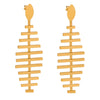 Wholesale Women's 316L Stainless Steel 18K Gold Plated Geometric Fish Bone Long Earrings Jewelry