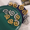 Wholesale Women's Titanium Steel 18K Gold Plated Rotary Thread Earrings With Creative Spliced Color Geometric Design And Electroplating Treatment