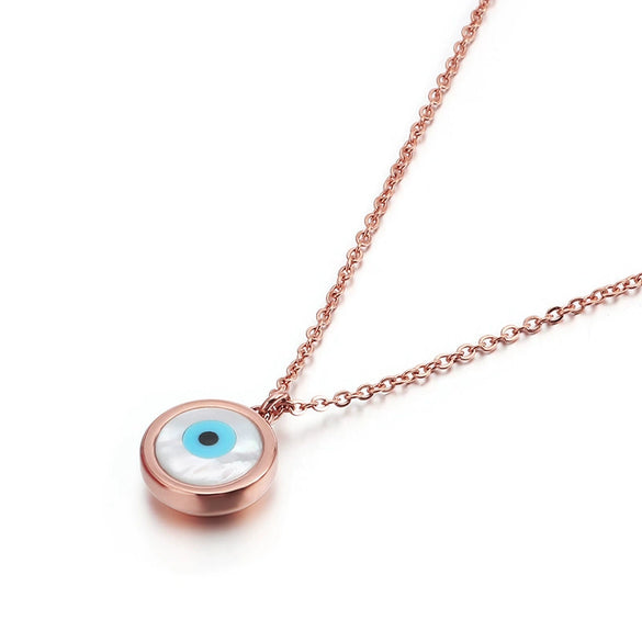 Wholesale Women's Titanium Steel 18K Real Gold Plated Jewelry Devil's Eye Animals Zodiac Pendant Necklace