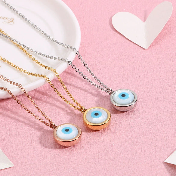 Wholesale Women's Titanium Steel 18K Real Gold Plated Jewelry Devil's Eye Animals Zodiac Pendant Necklace