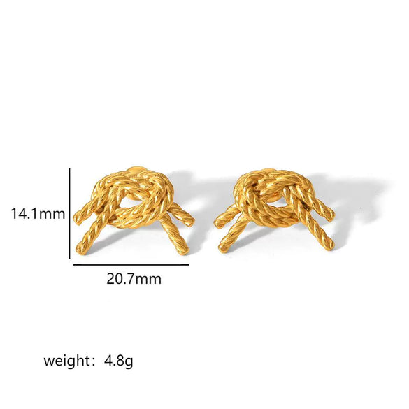 Wholesale Women's Titanium Steel Knotted Earrings With Geometric Pattern And Electroplating Design