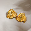 Wholesale Women's Titanium Steel Leaf Shaped Electroplated Earrings