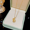 Wholesale Women's Titanium Steel Letter Geometric Light Luxury Inlaid Zircon Necklace With Cross Chain