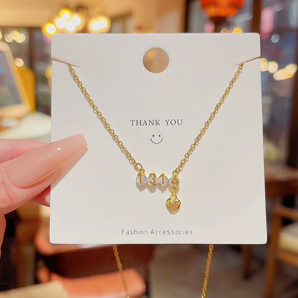 Wholesale Women's Titanium Steel Letter Geometric Light Luxury Inlaid Zircon Necklace With Cross Chain