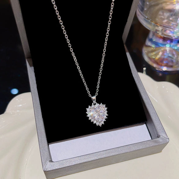 Wholesale Women's Titanium Steel Letter Geometric Light Luxury Inlaid Zircon Necklace With Cross Chain