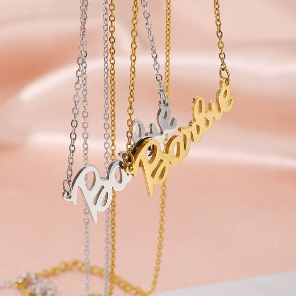 Wholesale Women's Titanium Steel Letter Hip Hop Necklace With Electroplating